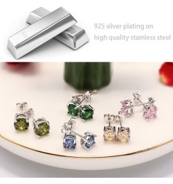 Small Stud Earrings for Women Sterling Silver 4mm Hypoallergenic light blue $6.59 Earrings