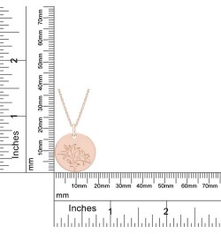 Mother's Day Gift Birth Flower Month Necklace 925 Sterling Silver Engraved Custom Floral Pendant Dainty Disc Charm Hand Stamp...