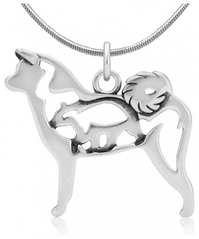 Sterling Silver Akita Pendant, w/Bear in Body Pendant w/ 16" Snake Chain $36.44 Pendants