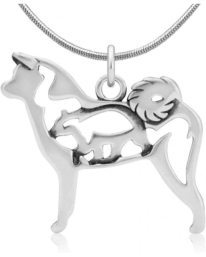 Sterling Silver Akita Pendant, w/Bear in Body Pendant w/ 16" Snake Chain $36.44 Pendants