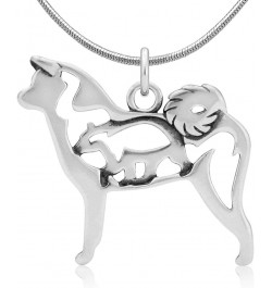 Sterling Silver Akita Pendant, w/Bear in Body Pendant w/ 16" Snake Chain $36.44 Pendants