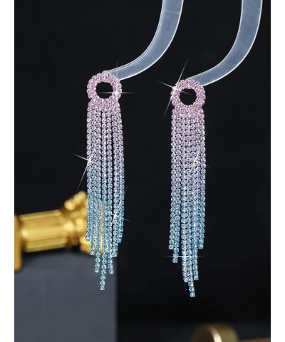 Rhinestone Earrings Dangling for Women Girls, Boho Tassel Long Sparkle Dangle Earrings, Long Tassel Dangle Drop Earrings Wedd...