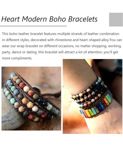 Boho Leather Wrap Bracelets for Women Cute Stackable Heart Summer Bracelets for Women Trendy 2024 Mothers Day Gifts B45:wrap ...