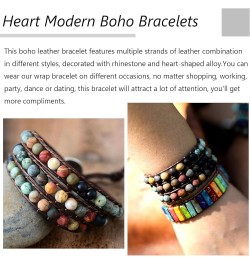 Boho Leather Wrap Bracelets for Women Cute Stackable Heart Summer Bracelets for Women Trendy 2024 Mothers Day Gifts B45:wrap ...