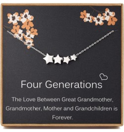 Four Generations Necklace for Women, 925 Sterling Silver Four Star Necklace, Great Grandma Gifts, Mother's Day Jewelry Gift I...