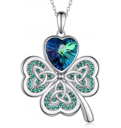 St Patricks Day Necklace for Women 925 Sterling Silver Shamrock Pendant Necklace Celtic Knot Four Leaf Clover Necklace Good L...