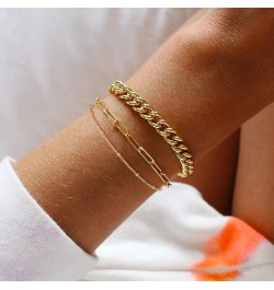 Dainty Layered Gold Chain Bracelet for Women 14K Gold Plated Handmade Adjustable Bracelet Satellite Beads Oval Mariner Figaro...