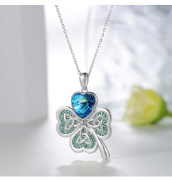 St Patricks Day Necklace for Women 925 Sterling Silver Shamrock Pendant Necklace Celtic Knot Four Leaf Clover Necklace Good L...