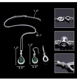 925 Sterling Silver Full Cubic Zirconia Teardrop Bridal Pendant Necklace Hook Dangle Earrings Sets for Women, Valentine's Day...