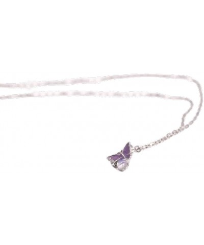 Purple Butterfly Platinum Necklace Luxury Pendant Necklaces Fashionable for Women Ladies $164.61 Necklaces