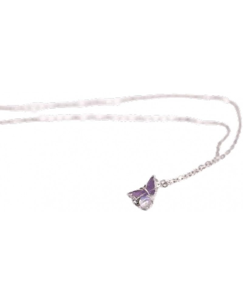 Purple Butterfly Platinum Necklace Luxury Pendant Necklaces Fashionable for Women Ladies $164.61 Necklaces