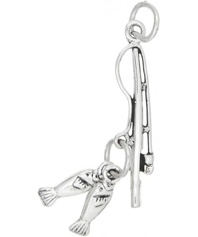 Sterling Silver Fisherman Fishing Pole Rod and Reel Charm Charm Only $10.77 Bracelets