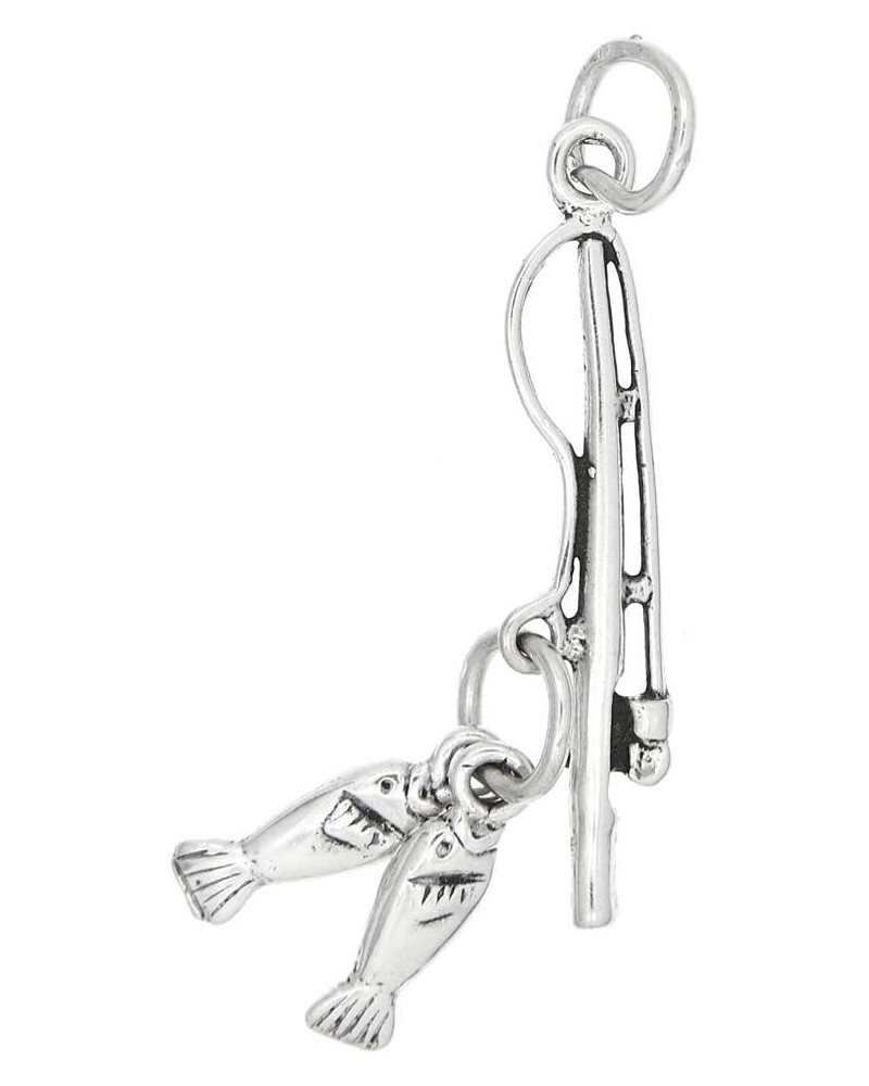 Sterling Silver Fisherman Fishing Pole Rod and Reel Charm Charm Only $10.77 Bracelets