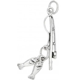 Sterling Silver Fisherman Fishing Pole Rod and Reel Charm Charm Only $10.77 Bracelets