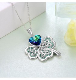 St Patricks Day Necklace for Women 925 Sterling Silver Shamrock Pendant Necklace Celtic Knot Four Leaf Clover Necklace Good L...