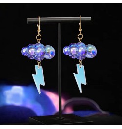 Unique Cute Handmade Sparkly Large 3D Resin White Cloud Dangle Drop Earrings Personalized Creative Acrylic Lightning Hook Ear...