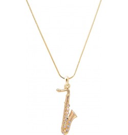 Tiny Jewel Crystal Saxophone Instrument Necklace Gold $8.83 Necklaces