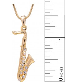 Tiny Jewel Crystal Saxophone Instrument Necklace Gold $8.83 Necklaces