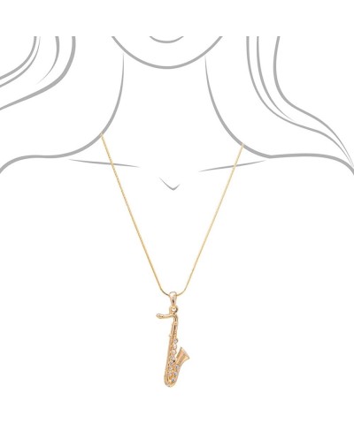 Tiny Jewel Crystal Saxophone Instrument Necklace Gold $8.83 Necklaces