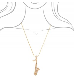 Tiny Jewel Crystal Saxophone Instrument Necklace Gold $8.83 Necklaces