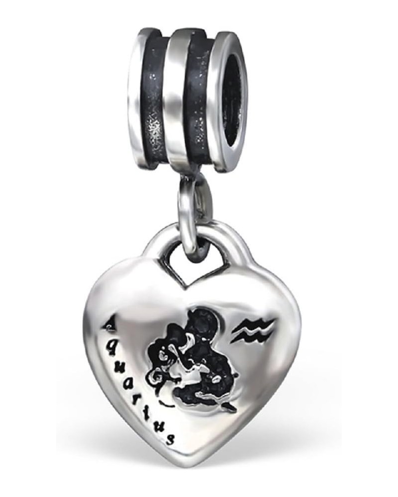 Fits PANDORA Charms 925 Sterling Silver Dangling Zodiac Sign Heart Charm Bead 122 Aquarius $10.32 Bracelets