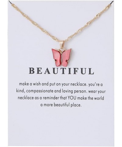 Acrylic Butterfly Charms Colorful Pendant Girls Necklaces Jewelry For Teen Girls White-Red $7.55 Necklaces