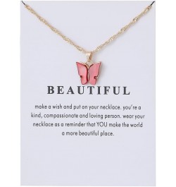 Acrylic Butterfly Charms Colorful Pendant Girls Necklaces Jewelry For Teen Girls White-Red $7.55 Necklaces