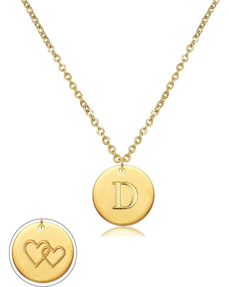 Gold Initial Letter Necklaces,Women Dainty Coin Disc Stainless Steel Alphabet Choker Pendant Necklace,Delicate Gold Tiny Mini...