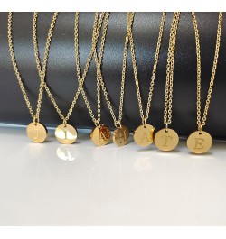 Gold Initial Letter Necklaces,Women Dainty Coin Disc Stainless Steel Alphabet Choker Pendant Necklace,Delicate Gold Tiny Mini...