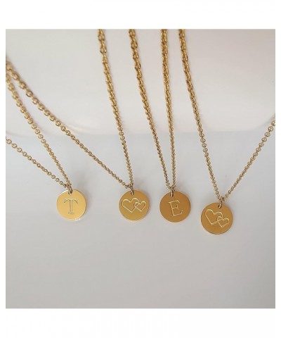 Gold Initial Letter Necklaces,Women Dainty Coin Disc Stainless Steel Alphabet Choker Pendant Necklace,Delicate Gold Tiny Mini...