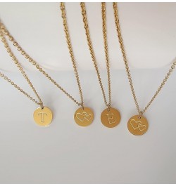 Gold Initial Letter Necklaces,Women Dainty Coin Disc Stainless Steel Alphabet Choker Pendant Necklace,Delicate Gold Tiny Mini...