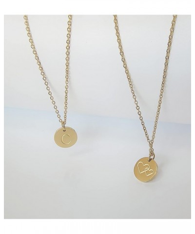 Gold Initial Letter Necklaces,Women Dainty Coin Disc Stainless Steel Alphabet Choker Pendant Necklace,Delicate Gold Tiny Mini...