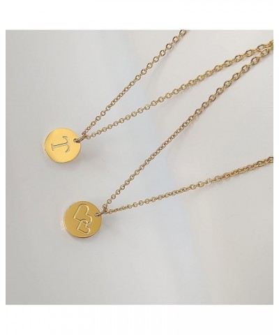 Gold Initial Letter Necklaces,Women Dainty Coin Disc Stainless Steel Alphabet Choker Pendant Necklace,Delicate Gold Tiny Mini...