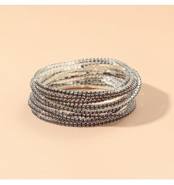 9PCS Rhinestone Stretch Bracelet for Women Multilayer Boho Stackable Bracelet for Women Stacking Tennis Bracelet Rhinestone B...