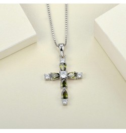 Gemstone Cross Necklace 925 Sterling Silver Birthstone Religious Pendant Jewelry for Women 08-peridot-Aug $25.30 Necklaces