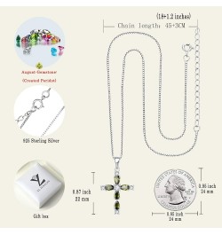 Gemstone Cross Necklace 925 Sterling Silver Birthstone Religious Pendant Jewelry for Women 08-peridot-Aug $25.30 Necklaces