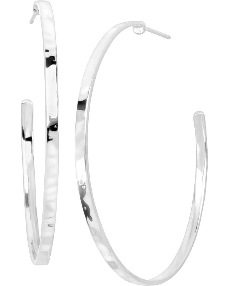 'Circle Up' Hammered Hoop Earrings in Sterling Silver Silver $34.85 Earrings