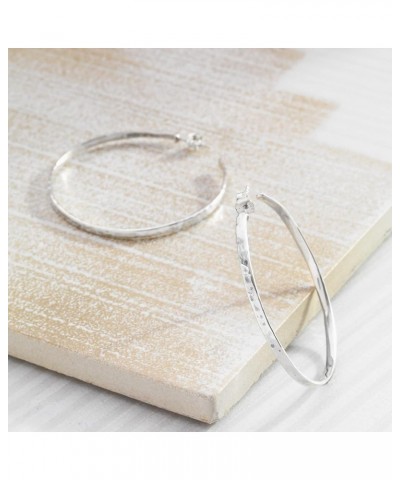 'Circle Up' Hammered Hoop Earrings in Sterling Silver Silver $34.85 Earrings