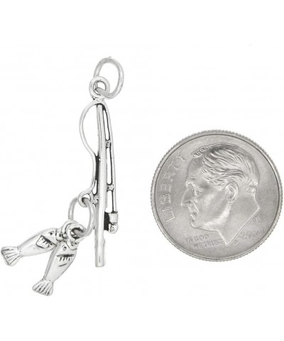 Sterling Silver Fisherman Fishing Pole Rod and Reel Charm Charm Only $10.77 Bracelets