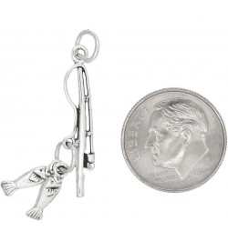 Sterling Silver Fisherman Fishing Pole Rod and Reel Charm Charm Only $10.77 Bracelets