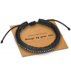 Morse Code Bracelets for Men, Gunmetal Beads on Black Leather Bracelets for Mens Gifts Inspirational Gifts for Him Best Frien...