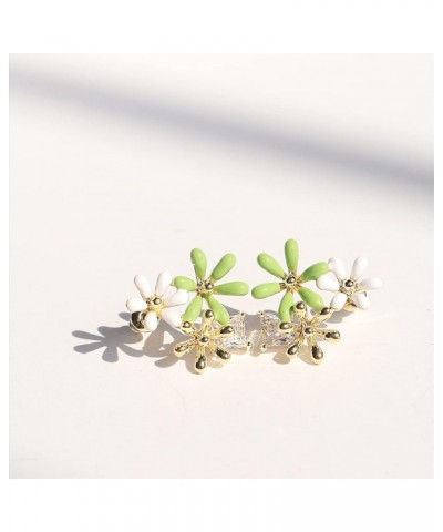 Small Enamel Daisy Flower Gold Stud Earrings for Women - Elegant Princess Cubic Zirconia Everyday Girl Easter Spring Costume ...