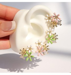 Small Enamel Daisy Flower Gold Stud Earrings for Women - Elegant Princess Cubic Zirconia Everyday Girl Easter Spring Costume ...