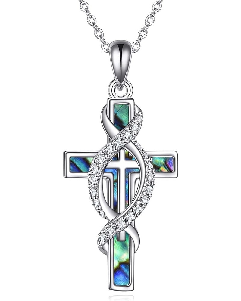 Cross Necklace Sterling Silver Pendant Necklace Jewelry Religious Christian Baptism Gifts for Women Girls Infinity $22.87 Nec...