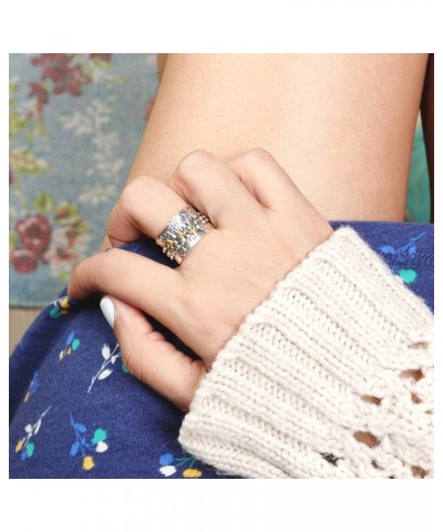 Bee Spinner ring for Women 925 Sterling Silver and Brass Flower Fidget Rings Band $26.21 Rings