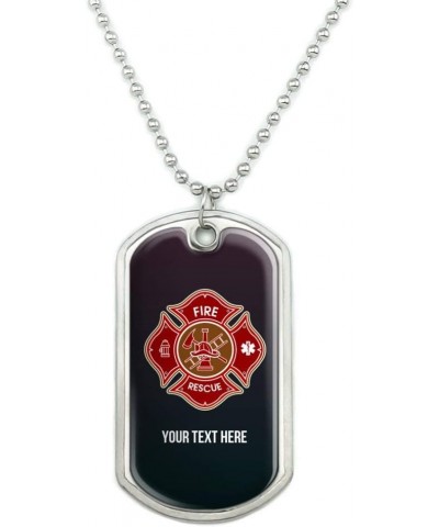 Personalized Custom 1 Line Firefighter Maltese Cross Fire Rescue Military Dog Tag Pendant with Chain $9.34 Necklaces