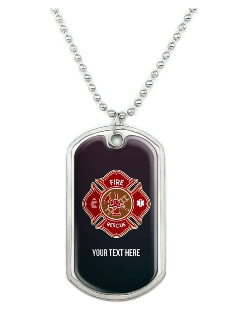 Personalized Custom 1 Line Firefighter Maltese Cross Fire Rescue Military Dog Tag Pendant with Chain $9.34 Necklaces