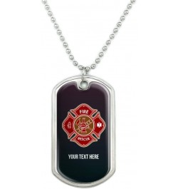 Personalized Custom 1 Line Firefighter Maltese Cross Fire Rescue Military Dog Tag Pendant with Chain $9.34 Necklaces