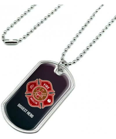 Personalized Custom 1 Line Firefighter Maltese Cross Fire Rescue Military Dog Tag Pendant with Chain $9.34 Necklaces