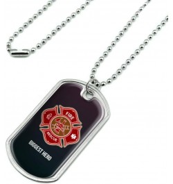 Personalized Custom 1 Line Firefighter Maltese Cross Fire Rescue Military Dog Tag Pendant with Chain $9.34 Necklaces